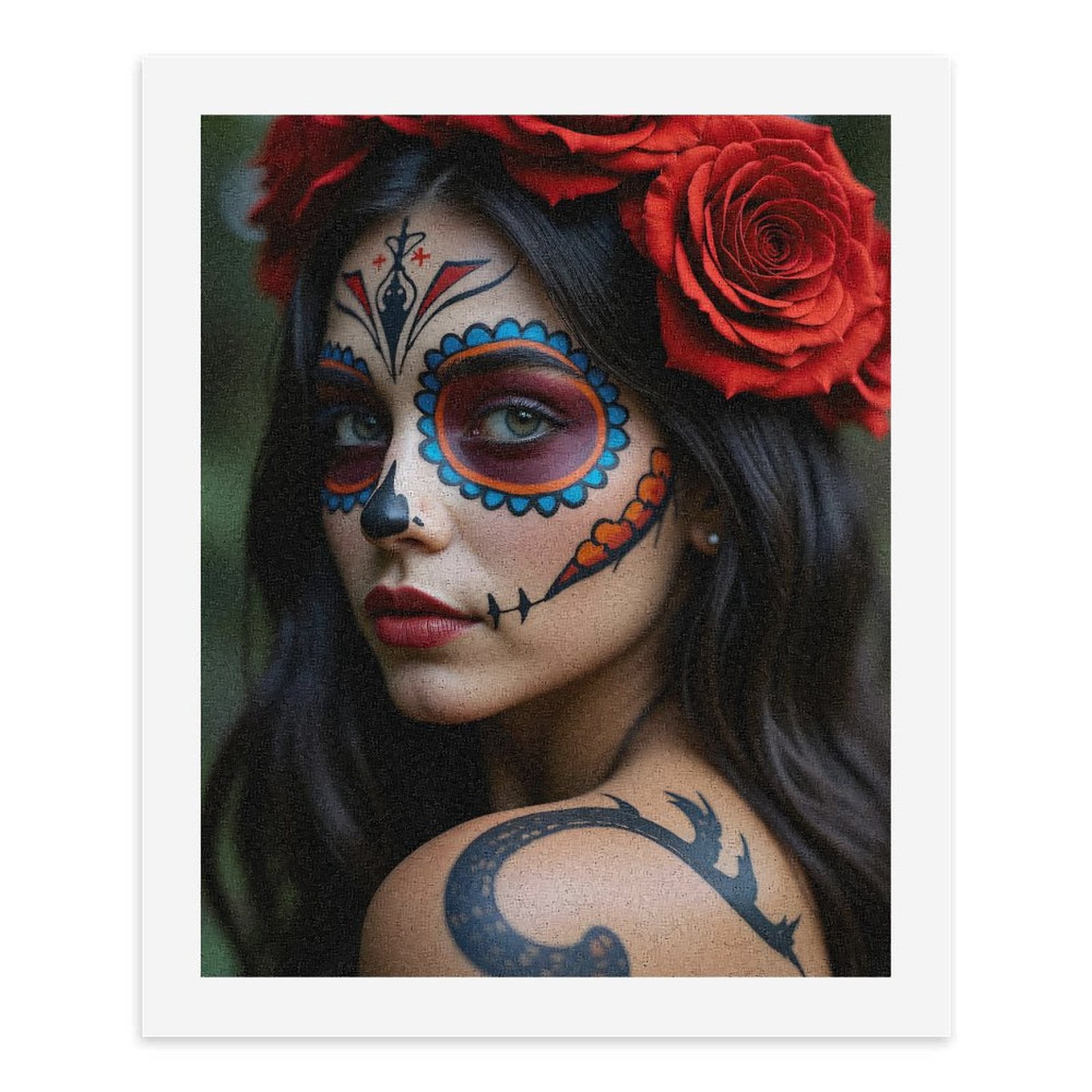 Paint By Numbers Kit for Adults Beginner - Face Paint Red Roses Tattoo Art DIY Canvas Painting Kits for Adults, Frameless Paint By Number for Adults for Home Wall Decor 16x20 Inch