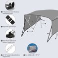 thumbnail image 3 of 4 Bow Bimini Tops for Boats with Side Curtains, Includes 2 Straps, 2 Stable Rear Support Pole Storage Boot 1" Aluminum Frame, Marine Grade Canvas & PU-Coated Fabric - 8'L x 54" H x 91"-96" W, 3 of 8