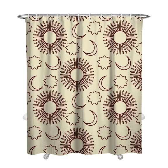 Waterproof Shower Curtain with Celestial Print, Sun Moon and Star Design, Gothic Spiritual Astrology Aesthetic, Cosmic Night Theme, 72x84 in Fabric with Hooks