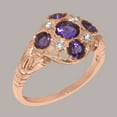 thumbnail image 2 of LBG British Made 14k Rose Gold ring with Natural Amethyst & Diamond Womens Statement Ring - 33 size options - Size 11, 2 of 7