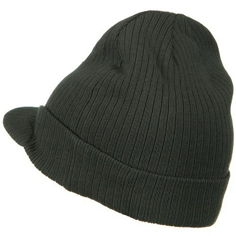 Big Knit Ribbed Beanie with Visor - Charcoal XL-3XL - Walmart.com