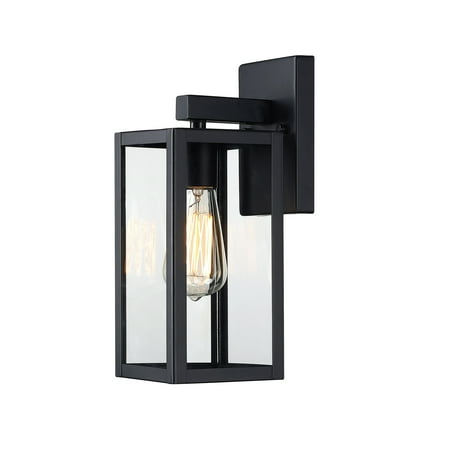 1-Light Matte Black Wall Sconce Wall Mounted Outdoor Wall Light Porch Light with Clear Glass