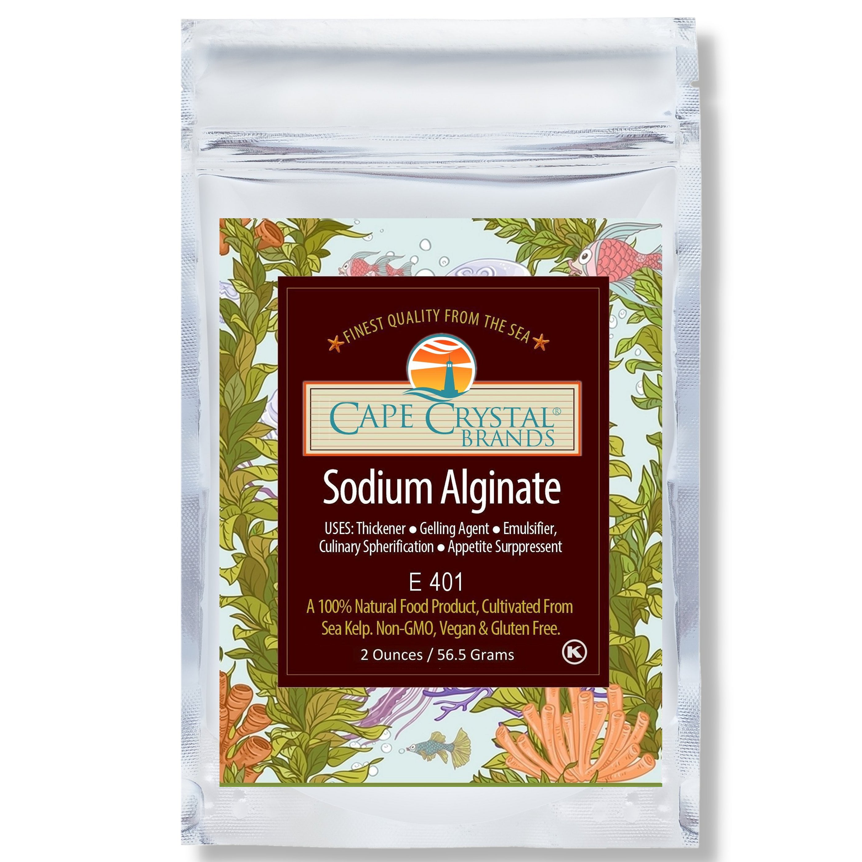 Cape Crystal Brands Sodium Alginate Powder for Chefs and Cooks, 2-oz