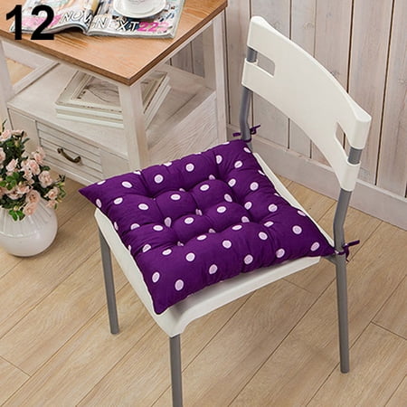 Yixx Soft Polka Dot Solid Seat Pad Travel Home Office Decor Tie On Chair Cushion