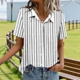 thumbnail image 5 of Ytndtr Fashion Women's Casual Tops Striped and Polka Dot Short Sleeved Pocket Button Down Shirts, 5 of 6