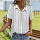 thumbnail image 5 of Blusas para las Mujeres Casual Impreso Manga Corta con Detalle de Bolsillo Y Botón, Camiseta de Poliéster Suave para Uso Diario en Casa O Trabajo, Estilo de Verano de Moda, 5 of 6