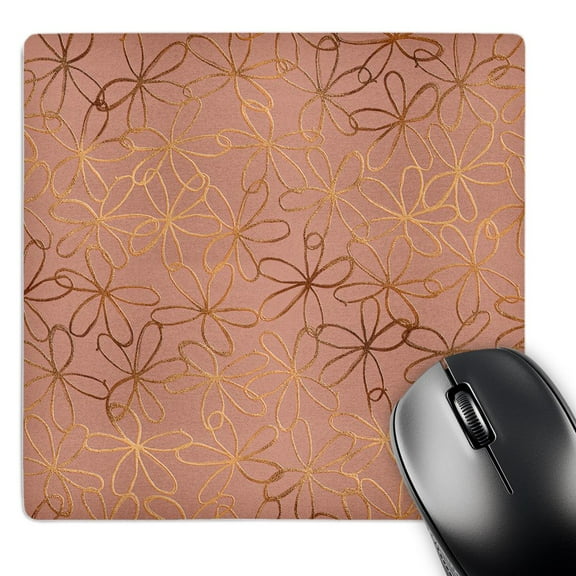 3dRose, Shiny Elegant Rose Gold Copper Damask Pattern, MousePad