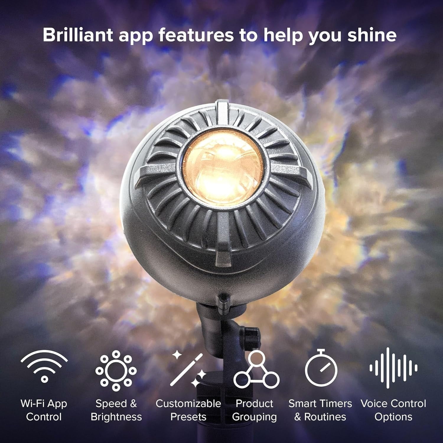 BlissLights Oblivia - IP65 Outdoor Nebula Cloud Projector, LED Landscape Lighting, Garden Path Light White (Black Housing)