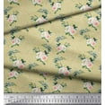 thumbnail image 2 of Soimoi Beige Heavy Satin Fabric Ranunculus & Roses Floral Decor Fabric Printed Yard 54 Inch Wide, 2 of 3