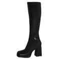 thumbnail image 2 of Womens Knee High Boots Chunky High Heels Square Toe Daily Casual Boots for Fall Winter Black 8.5, 2 of 5