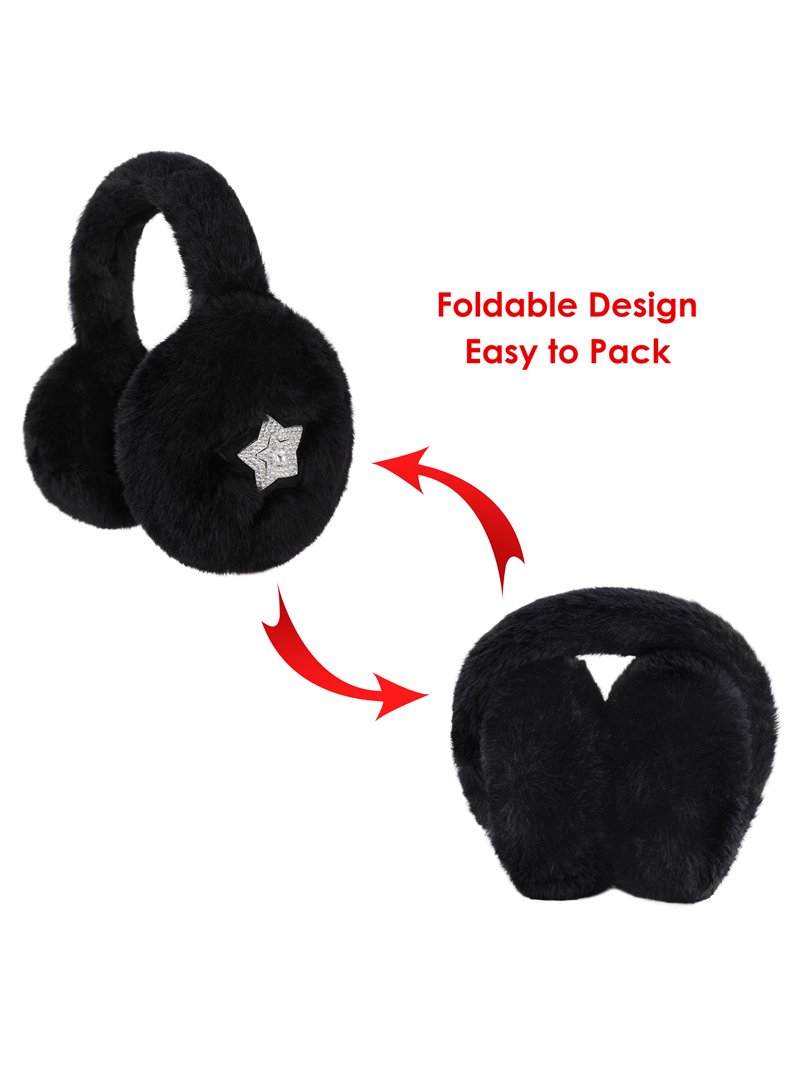 Faux Fur Earmuffs with Rhinestone Charms Adjustable Foldable Winter Ear Warmers Rhinestone Earmuffs - Etsy main image 4