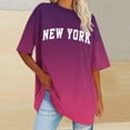 thumbnail image 2 of MIUOWANP Women's Raglan Elbow Sleeve Top Gradient Color Letter Print Loose Breathable Casual Round Neck T-Shirt Size XXL(12)Hot Pink, 2 of 4