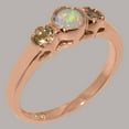 thumbnail image 2 of LBG British Made Solid 9k Rose Gold Natural Opal & Peridot Womens Anniversary Ring - 33 size options - Size 12, 2 of 7