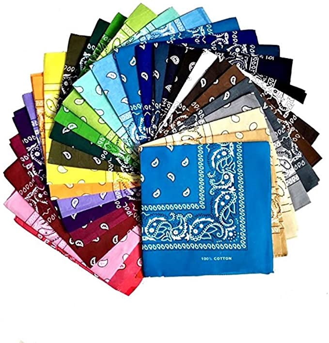 24 Pieces Bandana Headscarf Neckerchief Nicki Scarf Biker Scarf Motorcycle Scarf Different. Colors Paisley Pattern, Random Color