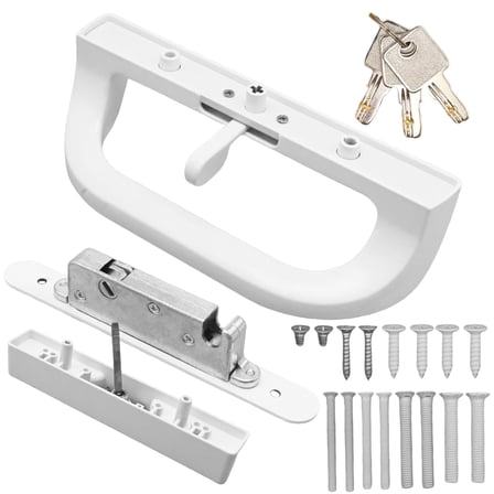 Sliding Patio Door Handle Set with Key Cylinder and Mortise Lock, Sliding Glass Door Latch Lock Fits 3-15/16” Screw Hole Spacing, for Door Thickness from 1 in to 1.75 in