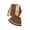 Khaki, variant on Girls Clothes Cartoon Bear Letter Print Color Block Varsity Jacket & Striped Pleated Skirt 2 Piece Outfits for 7-14