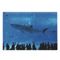 thumbnail image 1 of Shark Cutting Board, Japanese Aquarium Park with People Silhouettes Watching Underwater Life Hobby Image, Decorative Tempered Glass Cutting and Serving Board, Large Size, Blue Black, by Ambesonne, 1 of 1
