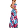 thumbnail image 5 of Biekopu Women Skirt Set, Tie-dye Print Lacing Halterneck Backless Pleated Vest with Long Skirt, 5 of 8