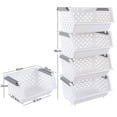 thumbnail image 4 of Lasbily Set of 4 Plastic Stackable Storage Baskets, Stackable Organizer Bins for Kitchen, Pantry and Bathroom, White, 4 of 11