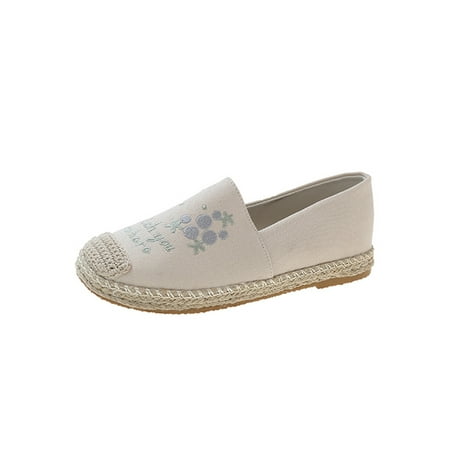 

SIMANLAN Womens Slip Resistant Casual Shoes Non-slip Low Heel Walking Comfortable Embroidered Ethnic Flats Ball 7