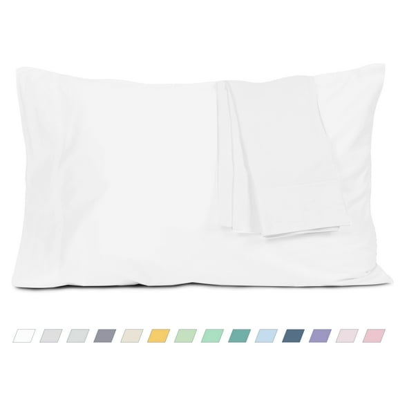 HOMTEC 200TC 100% Cotton Percale Weave, Pillowcase Set of 2, Standard/Queen, White