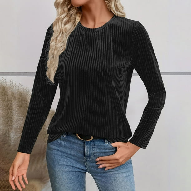 Ounisa Long Sleeve Shirts for Women Casual Fashion Loose Fit Womens Tops Crewneck Basic Pullover Tunics