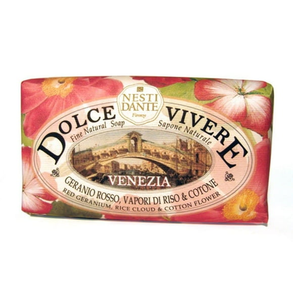 Nesti Dante Dolce Vivere Fine Natural Soap - Venezia - Red Geranium Rice Cloud & Cotton Flower 250g/8.8oz