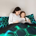 thumbnail image 5 of Castle Fairy Neon Lights Honeycomb Twin Comforter Sets,Gradient Hexagon Bedding Set, 5 of 8