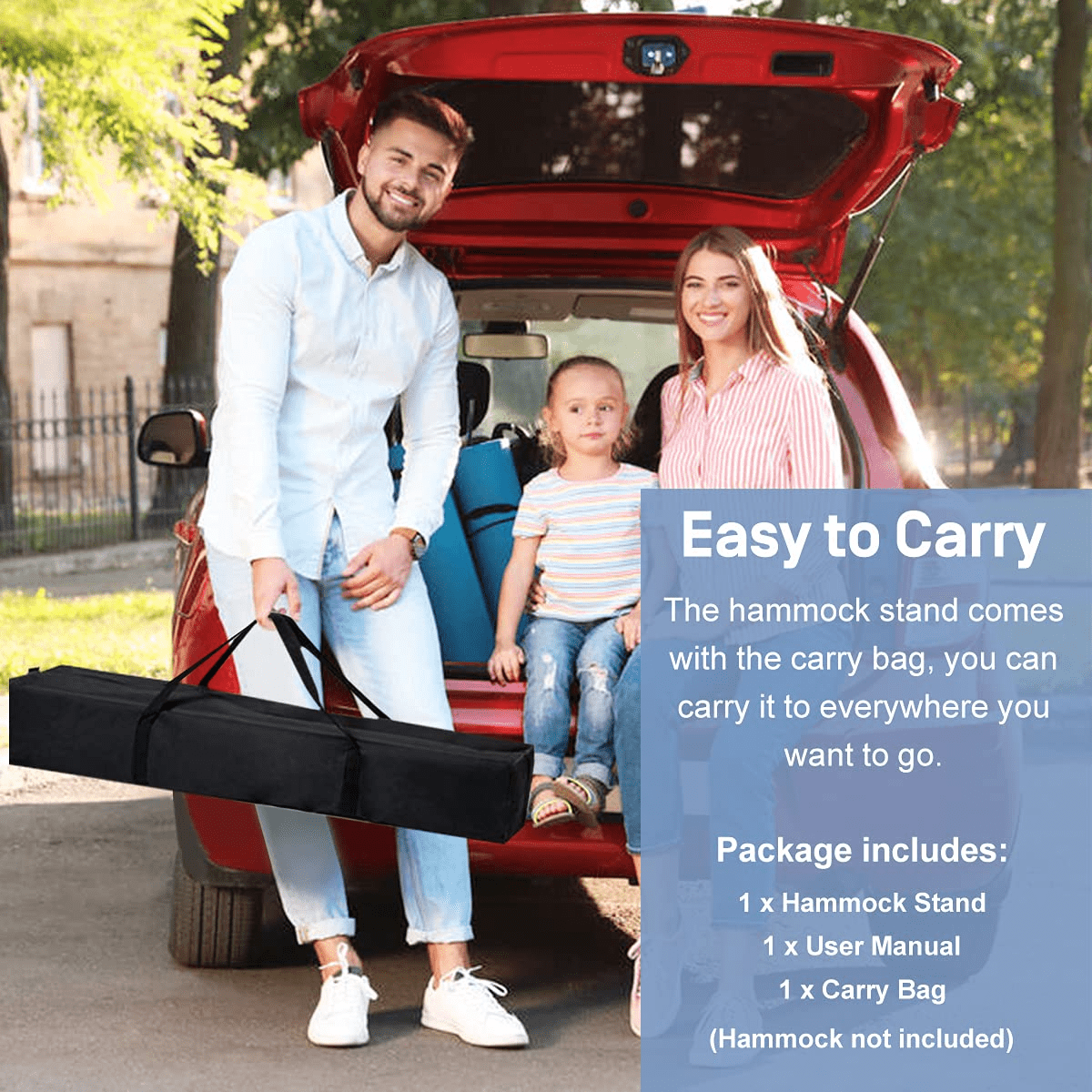 NiamVelo Heavy Duty Hammock Stand Portable Steel Stand with Space Saving Carrying Bag (No Hammock)