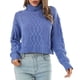 thumbnail image 1 of Suéter corto para mujer, tejido por cable, cuello alto, suéter holgado, suéter para otoño invierno, azul M, 1 of 5