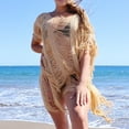 thumbnail image 3 of fatyb Summer Womens Cover up Swimwear Fringe Hollow out Mini Bikini Dress Beach Bathing Suit Coverup, 3 of 7
