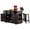 Black, variant on 53 Inch Mobile Kitchen Island, with 2 Bar Stools, 440 LBS Heavy Duty Folding Table Top, Built-in Power Outlet, 360 Degree Swivel Storage Cabinet, Adjustable Shelves & Lockable Casters, Black