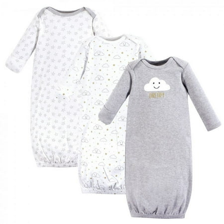 UPC: 0660168531435 | Hudson Baby Infant Cotton Long-Sleeve Gowns 3pk  Gray Clouds  0-6 Months