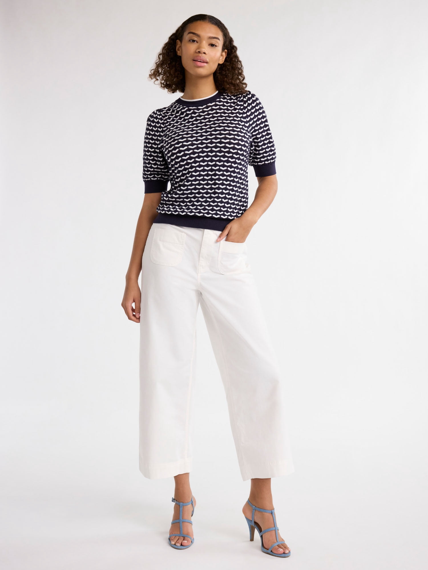 Free Assembly Women's and Women's Plus High Rise Cropped Wide Leg Pants, 26” Inseam, Sizes XS- 4X