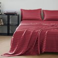 thumbnail image 7 of ANMINY Satin Sheets 4-Pieces Full Silk Sheets Dark Burgundy Stripe Bed Sheet Set Deep Pocket Bed Flat Fitted Sheet, 7 of 7