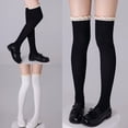 thumbnail image 5 of Milue Lace Frilly Thigh High Socks Sweet Lolitas Over Knee Stocking for Womens Girls, 5 of 15
