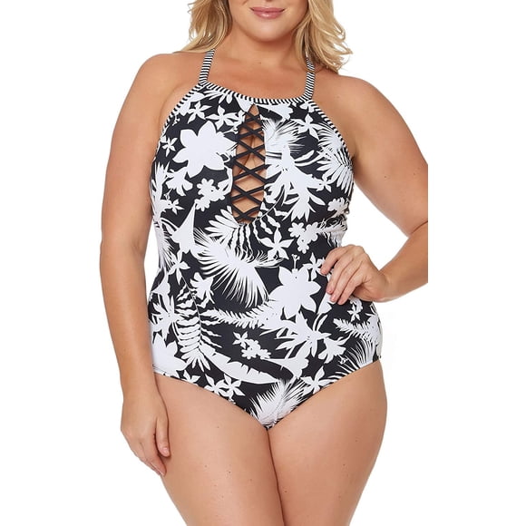 Bleu by Rod Beattie Plus Women's High-Neck One-Piece Swimsuit, 22W