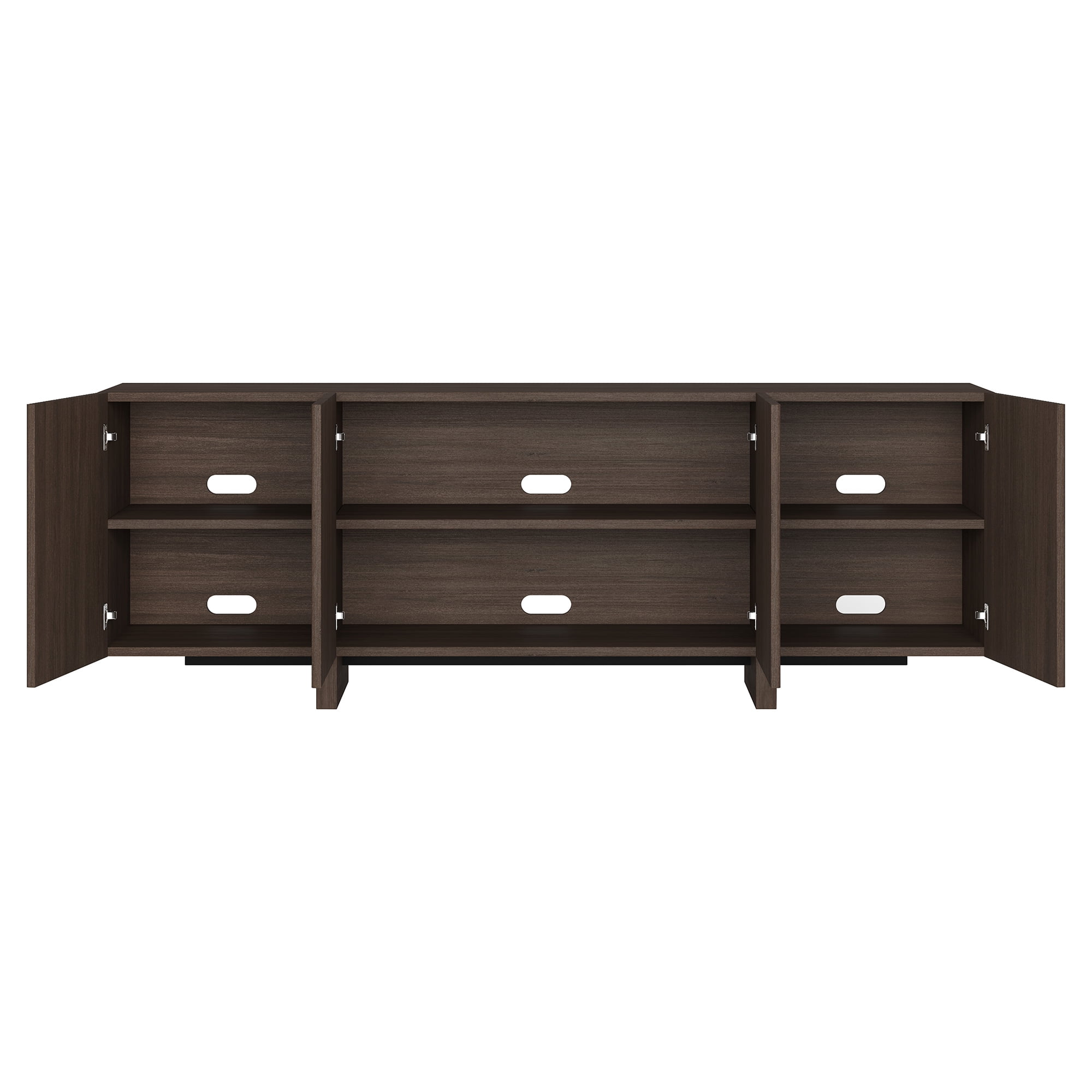 Evelyn&Zoe Harold Rectangular Fluted TV Stand for TV's up to 75" in Brown Oak