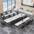 thumbnail image 6 of 47.2" Conference Table, 8 Pack Foldable Flip Top Modular Table with Silent Lockable Wheels, Space-Saving Mobile Training Desk for Office, Classroom & Meeting Spaces, White, 6 of 7