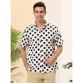 thumbnail image 2 of INSPIRE CHIC Camisa de lunares de verano para hombre, camisas hawaianas con patrón de manga corta y botones blanco XL, 2 of 6
