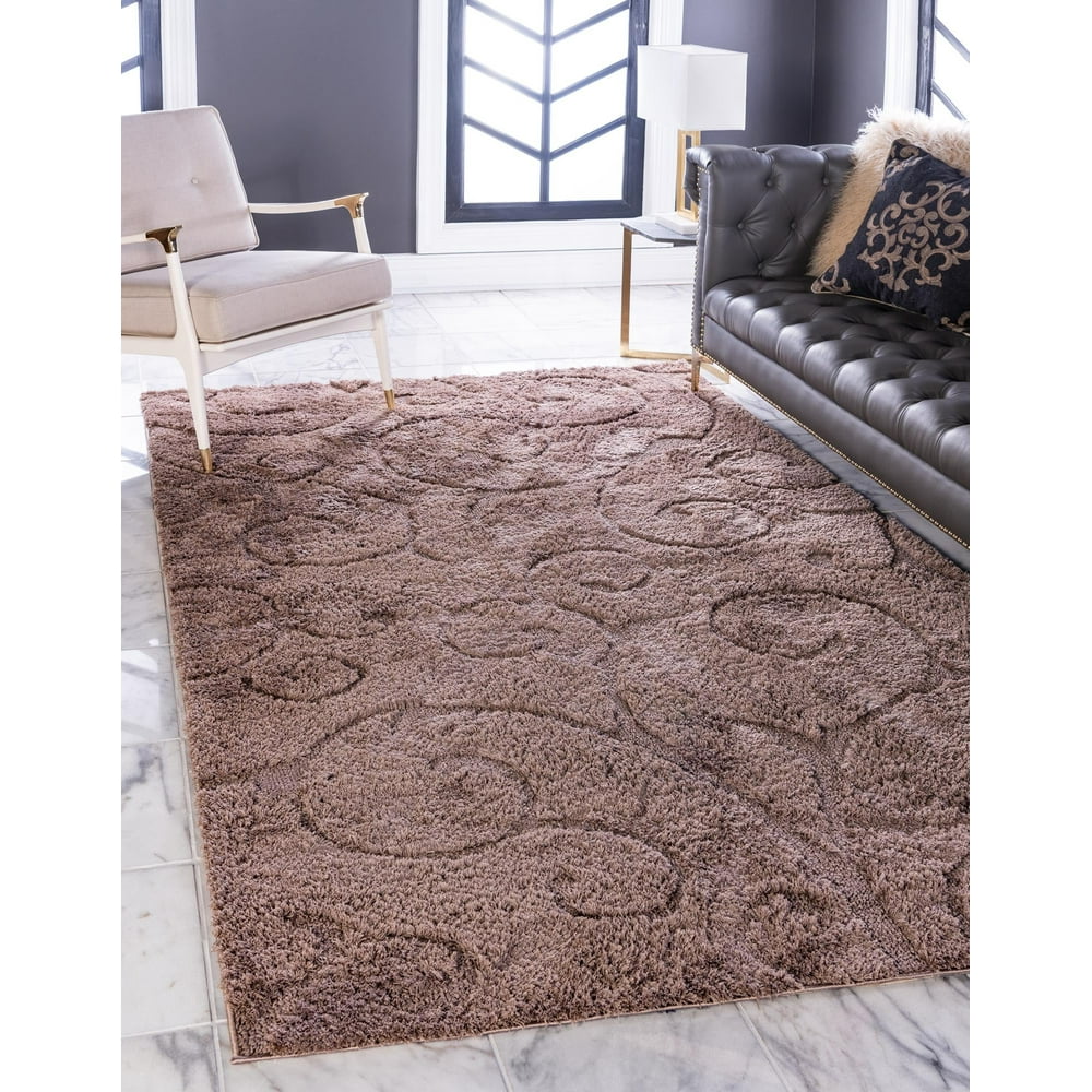 Botanical Shag Collection Rug 9' x 12' Brown Shag Rug