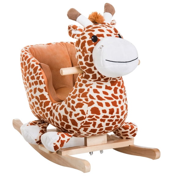 Baby Kids Toy Plush Rocking Horse Giraffe Style Rocker Rider w/ Sound Qaba