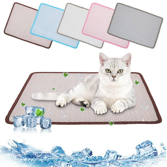 Alfombra de hielo de seda para mascotas para perros y gatos - Almohadilla refrigeradora lavable para cama, sofá, silla de coche y suelo