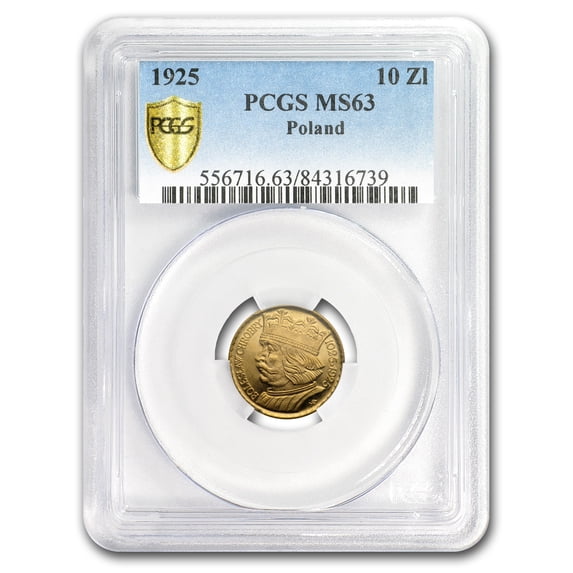1925 Poland Gold 10 Zlotych Boleslaw MS-63 PCGS