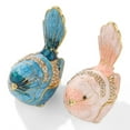 thumbnail image 3 of 2PCS Little Bird Trinket Boxes Hinged Hand-Painted Enamel Bird Jewelry Box, Mini Jewelry Organizer for Rings Earrings Necklaces, Animals Ornaments Collectible Bird Figurine Gifts for Women, Pink&Blue, 3 of 5