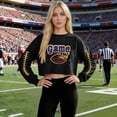 thumbnail image 5 of Craaazy Women's Loose Baseball Game Print Casual Cropped Round Neck Long Sleeved T-shirts Gifts, 5 of 5