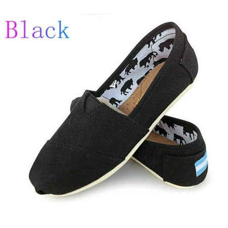 Womens Ladies Flat Slip On Espadrilles Pumps Canvas Plimsoles Shoes Size (Best Basic Black Pumps)