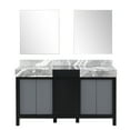 thumbnail image 4 of Lexora Home Zilara 60" Double Marble Top Bathroom Vanity with Mirror in Black, 4 of 12