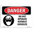 thumbnail image 1 of SignMission OS-DS-A-1218-L-1159 12 x 18 Po Signe de Danger OSHA - Ne Fonctionnent Pas Sans Lunettes, 1 of 1