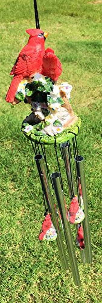 Pretty Red Crest Cardinal Birds Resonant Relaxing Wind Chime Patio Garden Decor
